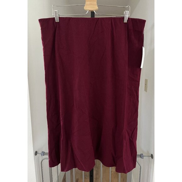 NWT Liz Claiborne Womens Burgundy Midi Skirt XL 55% Linen 45% Rayon - Picture 1 of 7